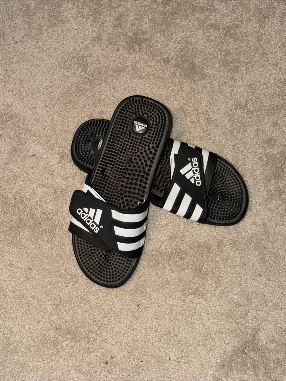 Men’s Adidas Black & White Athletic Slide Sandals 13